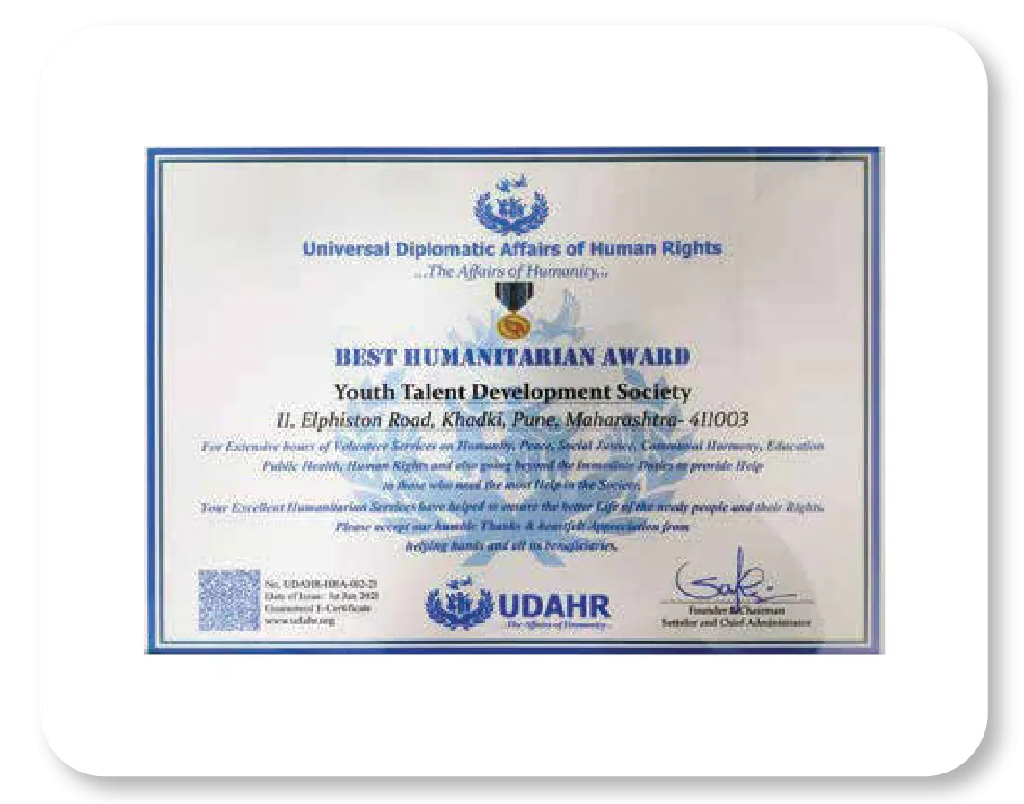 Best Humanitarian Award - Youth Talent Development Society